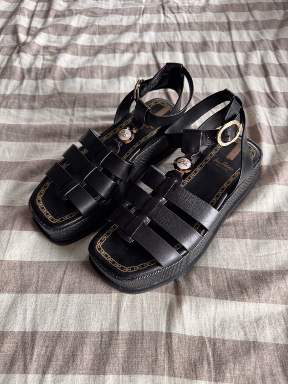 Sam Edelman Naima Square Toe Logo Detail Platform Sandals